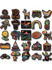 SCXXBSW 53 件趣味涂鸦拼图卡通贴纸 DIY 装饰手机、电脑、水瓶、书籍防水贴纸 - 彩色 - 查看 9