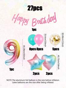 27pcs Birthday Decoration Set, Including Gradient Number 1-9 Balloons, Gradient Star & Heart Balloons, Colorful Confetti Balloons, Suitable For Birthday Party, Anniversary, Macaron Theme, 1st Birthday - For Both Boys And Girls Gifts Graduation Birthday Decorations Party Decorations Bachelorette Decor Graduation Decorations