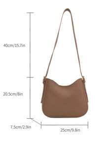 Fashionable Solid Adjustable Shoulder Crossbody Handbag For Women