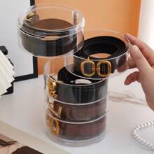 Acrylic Belt Organizer With Five Layers For Storage And Display, Featuring A Cylindrical Stackable Design. This Versatile Box Is Ideal For Organizing Accessories Such As Jewelry, Watches, And Bracelets.