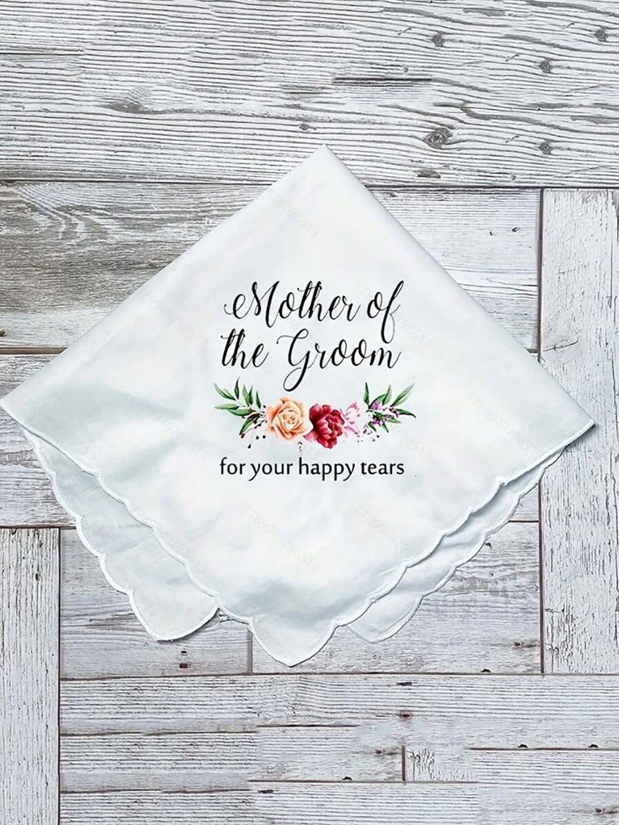 1PC Mother Of The Bride And Mother Of The Groom For Happy Tears Floral Handkerchief Wedding Day Engagement Bridal Shower Bachelorette Hen Party Mom Mother In Law Gift Present - Multicolor - View 1