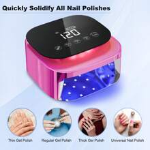 Lámpara UV profesional para uñas de gel, lámpara LED recargable de 60 W para uñas para esmalte de gel con 4 temporizadores y sensor, lámpara de curado con pantalla LCD y sensor automático inteligente, secador de uñas con 30 cuentas LED para salón, regalo para el hogar para esposa, madre y niña, color rosa rojo