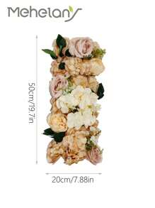 1 件 1.64*0.65 英尺/19.7*7.88 英寸人造玫瑰花墙拱门花墙板、丝绸玫瑰绣球花仿花墙板背景装饰、棕色人造花桌旗背景、派对厨房接待桌装饰、婚礼餐桌花卉中心装饰、3D 假绣球花墙饰、假花墙饰 - 咖啡棕 - 查看 3