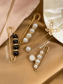 4pcs/Set Aluminum Alloy Waist Buckle & Pin Set, Modern Rhinestone & Butterfly Decor Waist Accessory Set For Household - Multicolor - View 8