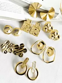 Gold Plated Earrings Kit, Women's Fashion Jewelry, Assorted Models - KIT 10 PAIRS - View 4