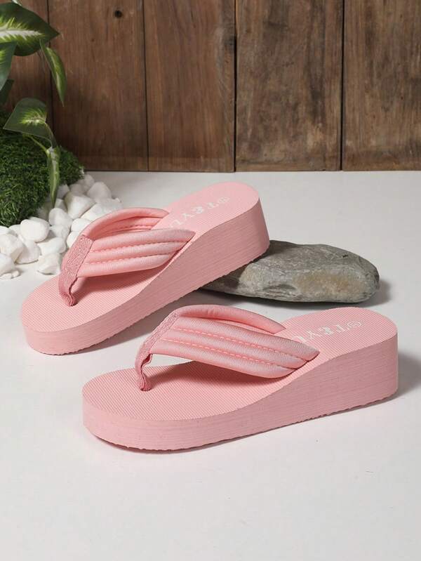 Sandalias de playa con suela gruesa antideslizante y cuña de tacón alto en forma de T, color rosa, aptas para uso en exteriores, interiores, playa, bodas y vacaciones, nuevo diseño de verano para mujeres