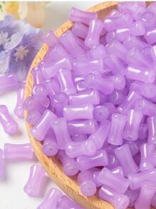 50 件小竹节珠，DIY 手链项链配件，玻璃和玉石仿竹珠