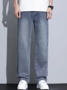 Casual Loose Straight Leg Jeans, American Street Style For Teenagers, Spring & Autumn