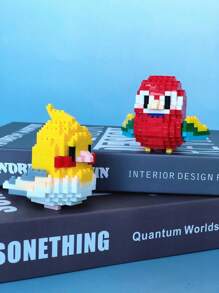 1 pieza Conjunto de bloques de construcción 3D con diseño creativo y DIY de pájaro, loro, gorrión, animal en estilo de dibujos animados, juguete educativo de ensamblaje, mejor regalo para amigos y familia, regalo de cumpleaños