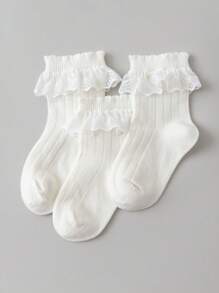 mini bala Girls' Breathable Cotton Socks, Summer Sweat-Free Design, 3 Packs - Beige - View 2