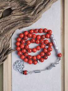 1 pieza Pulsera con 45 cuentas de turquesa simulada de tamaño pequeño, Tasbih de oración musulmana árabe para hombres