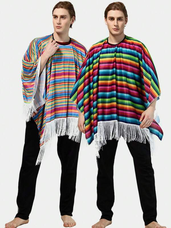 1 Stück, Cosplay Feier-Party Erwachsenen Mexikanisches Kostüm traditionelle Mexikanische Poncho