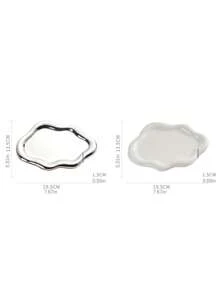 1pc Cloud Shaped Ceramic Tray, Jewelry Makeup Trinkets Storage Tray, Home Room Office Decor, Mother's Day Spring Gift