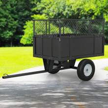 Heavy Duty Utility Trailer, 750lbs Capacity 17 Cu. Ft. ATV Dump Trailer, Garden And Lawn Mower Trailer With Removable Sides, Pull Behind Yard Cart For Tractors, ATV & UTV – Ideal For Hauling & Dumping