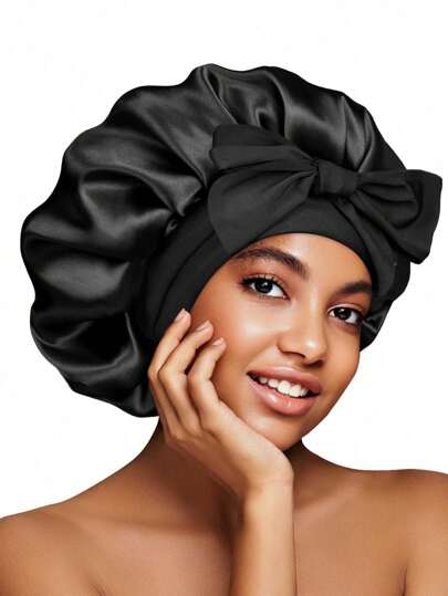 1 Piece Black Of Hot Selling Wide Edged High Elastic Silk With Ribbons For Women's Cleaning, Kitchen Cooking, Dining, And Sleeping Hat. Care, Bathing, Beauty Tools, Hair Caps Cover,Hair,Travel,Hair Products,Hair Tools,Hair Stuff,Barber,Barber Accessories,Barbershop,Hairdressing Equipment