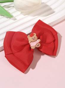 2pcs/Pack Cute Red Bow Teddy Bear DIY Hair Clips Children Girl Hair Accessories