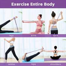 Elastic Resistance Band For Yoga Pedal Traction, 8-Shaped Handle, Fitness Resistance Band, Suitable For Abdominal/Waist/Arm/Leg - Purple - View 4