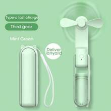 1个男女通用纯色挂绳多功能USB充电可折叠迷你便携静音长续航2000mAh风扇，适合夏季户外旅行、海滩运动、办公室、学校、海滩泳池派对、日常生活等场合降温，也适合春夏出行、伴娘礼物、房间装饰、卧室装饰、海滩、旅行、男士、女士、度假、可爱小物、母亲节礼物、卧室装饰、花园、厨房装饰、夏季、海滩、旅行必备、房间装饰、软萌玩具、毕业季等场合。 - 彩色 - 查看 14