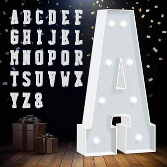 3ft Illuminated Decorative A-Z Letter Set, Made Of LED Foam Board In Cool White Color, Suitable For Decoration And Lighting In Birthday, Wedding, Anniversary, Graduation, New Year, Holiday Party, And Home Gathering