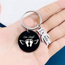 Customized Engraved Name Keychain With Footprint Design - Stainless Steel, Fashionable Gift For Men, Suitable For Fathers - Multicolor - View 6