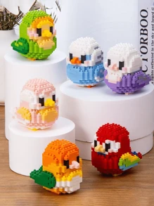 1 pieza Conjunto de bloques de construcción 3D con diseño creativo y DIY de pájaro, loro, gorrión, animal en estilo de dibujos animados, juguete educativo de ensamblaje, mejor regalo para amigos y familia, regalo de cumpleaños