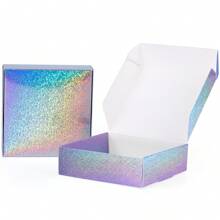 30 piezas de cajas de regalo de cartón iridiscente degradado, cajas de papel plegables adecuadas para empaquetar chocolates, velas, jabones artesanales, recuerdos, fiestas o celebraciones de bodas