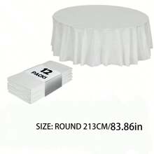 12pcs Round Plastic Tablecloths, Premium Plastic Disposable Tablecloths, Suitable For Easter Holiday Use