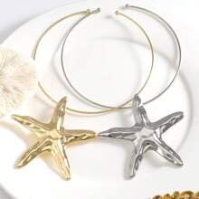 1pc Exaggerated Unique Spiral Metallic Necklace, Perfect For Beach Vacation And Party