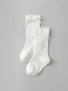 mini bala Girls' Breathable Butterfly Socks, Sweet Cotton Spring Socks For Toddlers - White Tone - View 2