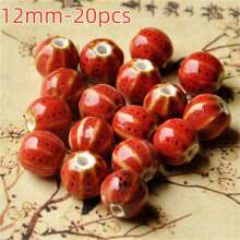 20Pcs Floral Glaze Watermelon Beads - Versatile Ceramic Charms For Diy Bracelets & Necklaces, Fashion Jewelry Crafting Accessories