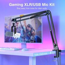 AM8 XLR/USB Dynamic Microphone Computer PC, Podcast/Gaming/Streaming/Music Recording Mic With RGB,Headphone Jack,Gain Control,Mute,Noise Cancellation - White - View 8