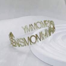 1pc Customized Stainless Steel Minimalist Fashion Adjustable Push-Pull Bracelet, Personalized Name Plate ID Bangle, Classic 18K Gold Plated Design, Elegant Boho Style, Perfect Gift For Mother, Wife, Best Friend, Women