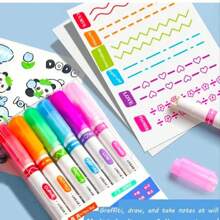 Flower Outline Brush, Curve Pen For Journal, Floral Pattern Rolling Pen For Scrapbooking,Back To School - Multicolor - View 1