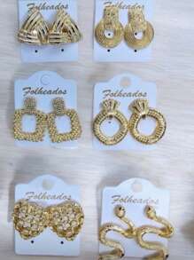 Gold Plated Earrings Kit, Women's Fashion Jewelry, Assorted Models - KIT 10 PAIRS - View 8