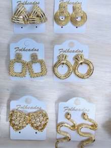 Gold Plated Earrings Kit, Women's Fashion Jewelry, Assorted Models - KIT 8 PAIRS - View 9