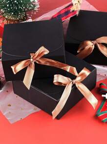 1pc Plain Color Gift Box With Gold Bow Ribbon, Kraft Paper Gift Box For Bridesmaid, Proposal, Housewarming, Wedding, Holiday, Baby Shower, Birthday, Valentine's Day Gifts - Multicolor - View 10