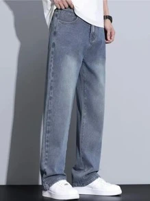 Casual Loose Straight Leg Jeans, American Street Style For Teenagers, Spring & Autumn