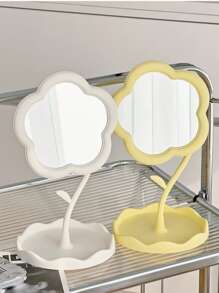 Flower Pattern Makeup Mirror, Cute Tabletop Vanity Mirror For Girls, Portable Makeup Mirror For Dorm, Students,Makeup,Cheap,Room Decor,Vanity,Travel,Bedroom,Makeup Accessories,Mirror,Vanity Mirror