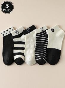 Ademende sokken met Fox Eyes Heart-streeppatroon voor dames, geschikt voor thuis, school, sport, lente/zomer