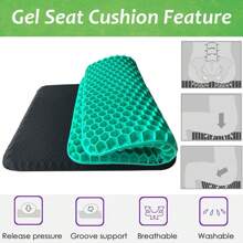 Gel Seat Cushion For Pressure Relief, Egg Sitting Gel Flex Cushion With Non-Slip Cover, Ventilation Breathable Honeycomb Egg Gel Cushion For Home Office Chairs Car Seat Wheelchairs (Green) - 綠色 - 查看 10