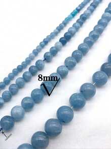 1 Strand Natural Stone Beads Blue Angelite Round Loose Beads 4 6 8 10mm Escolha o tamanho para fazer joias Pulseira DIY 15" Strand Presentes masculinos e femininos - Azul - Ver 8