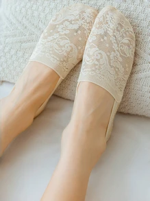 6 pares de calcetines tipo barco, ligeros y transpirables, con estampado floral de encaje, para mujer, calcetines invisibles para primavera/verano