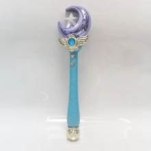 Baghetă magică în formă de lună și stea cu efecte luminoase și sonore, recuzită magică, potrivită pentru petrecere de ziua de naștere, adunări de sărbători, jocuri de rol și alte ocazii, hobby, colecție, articole de petrecere, Halloween, Crăciun