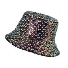 Women Summer Bucket Hat Colorful Sequin Wide Brim Sun Hat Fisherman Cap For Outdoor Travel Beach