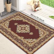 1pc Nordic Fairisle Pattern Crystal Velvet Area Rug, 700g/㎡ With Dotted Non-Slip Backing, 5mm Thickness, Machine Washable Fade-Resistant Carpet Suitable For Holidays And Any Spaces Including Hotel, Office, Sofa, Bedside, Kitchen, Laundry, Hallway, Porch, Stairs, Entryway Mother's Day
