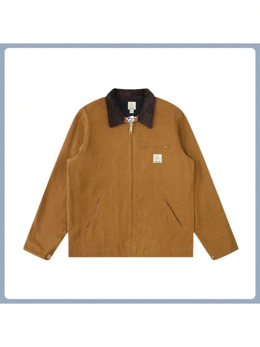 Men's Spring And Autumn Detroit Jacket, American Workwear Canvas Jacket - Khaki - View 1