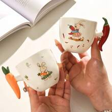 创意蔬菜手柄杯，可爱卡通握手杯，可爱陶瓷杯，精美家用马克杯，牛奶杯，早餐杯，咖啡杯返校 - 多選 - 查看 10