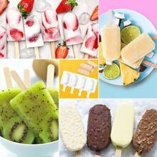 1 Stück Eis-am-Stiel Form, 4-fach Silikon-Eis-am-Stiel Form und Eiskrem Tortenform mit ovaler Form, 50 Stück Holzstiele für DIY-Kuchen und Eis, Muss-haben für den Sommer, Farbe/Stil zufällig, Sommer Eiswürfel Behälter & Tablett, Küchenausstattung, Sommer Eiswürfelformen & Behälter, Sommer Küchenausstattung