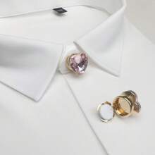 2pcs Heart Shaped Rhinestone Cufflinks, Large Three-Dimensional Heart Shirt Buttons, Ladies Elegant Button Cover, Old Money Style; Advanced Plating Process, High Quality Rhinestones + Full Copper Base, Easy To Wear Cufflinks Shirt Buttons. Suitable For Formal Occasions, Daily Wear, Gifts For Friends, Holiday Gifts - Star - View 4