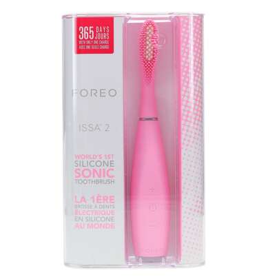 FOREO Issa 2 Rechargeable Electric Regular Toothbrush With Silicone And Pbt Polymer Bristles, Pearl Pink